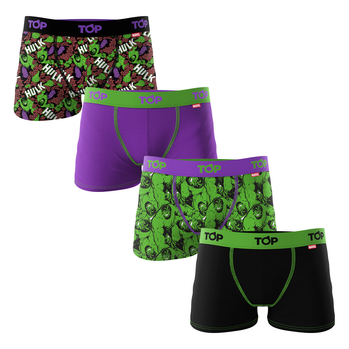 Bóxer Niño Algodón Marvel Pack 4 Hulk C11