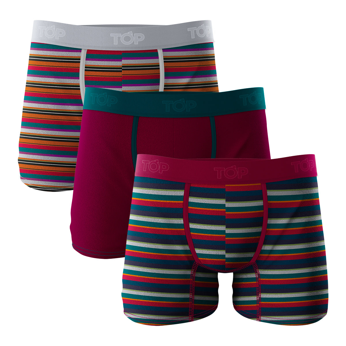 Boxer Medio Algodon Diseño Lineas Pack 3 C2 22