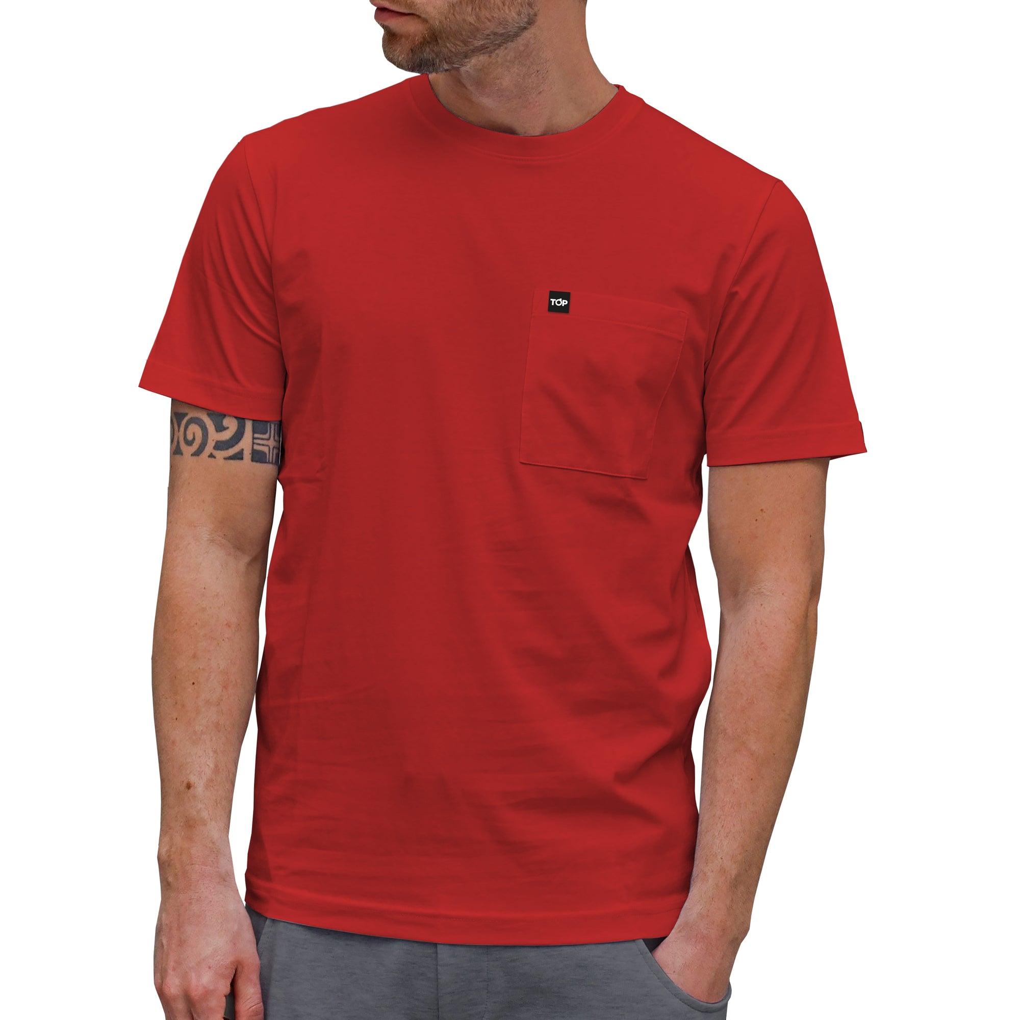 Polera de Algodón de Hombre Roja